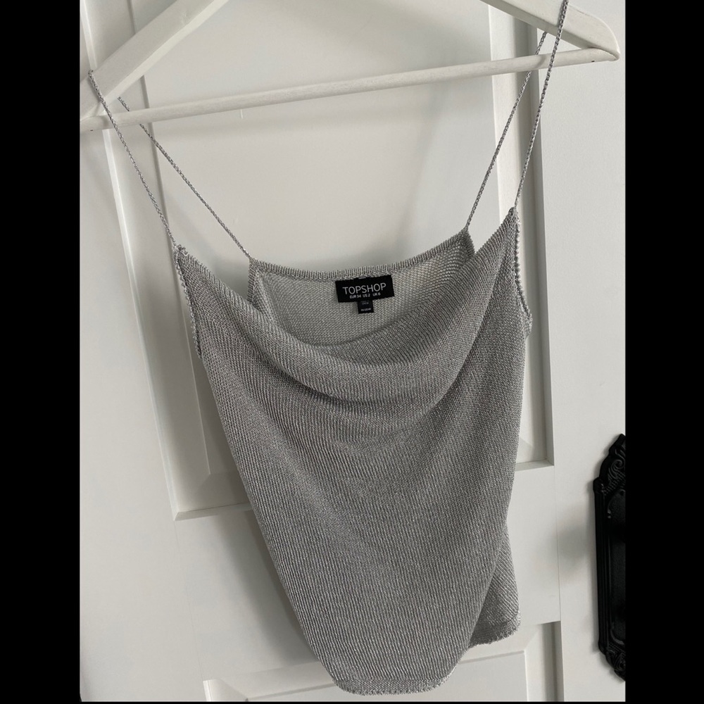 Topshop Silver Swoop Neck Tank